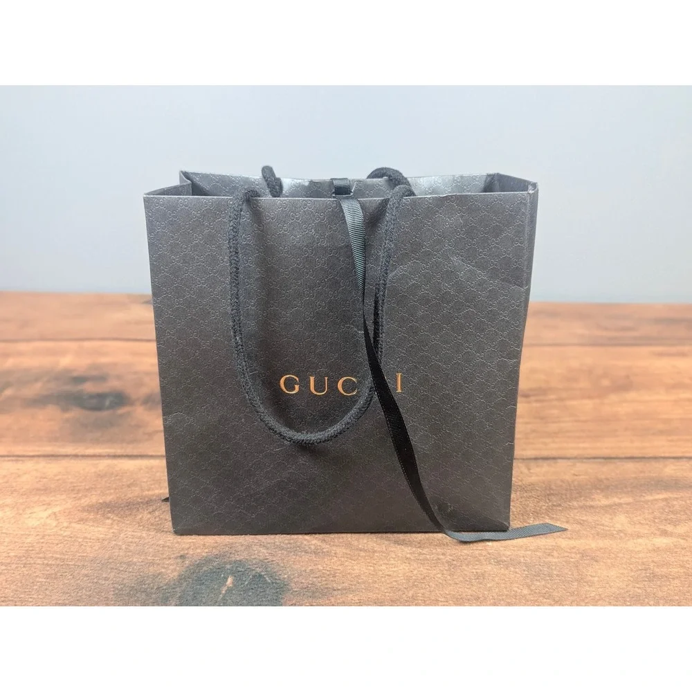 Gucci Gift‎ Bag Shopping Bag Black Coated Paper Small Size